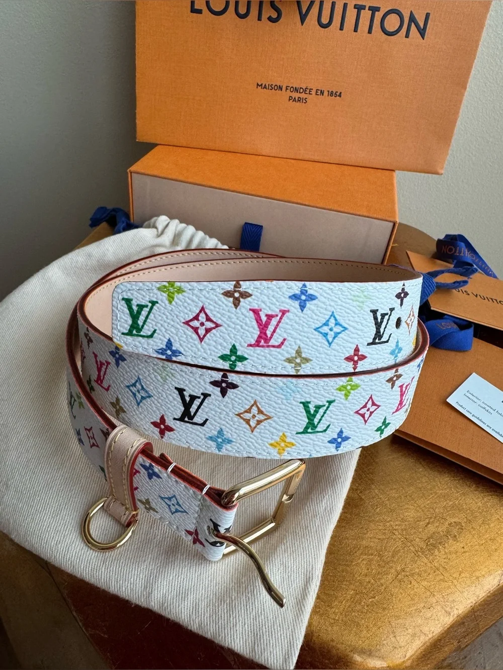 NWT Louis Vuitton x Takashi Murakami - LV D-Ring 30mm belt, size 80cm (32 in)